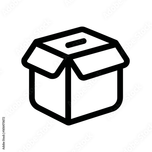 Donation box icon with slot on top representing charity or contributions. Vector graphic.
