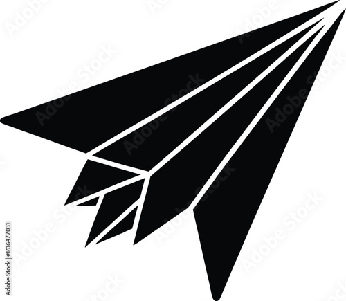 Flying Paper Airplane Vector Silhouette