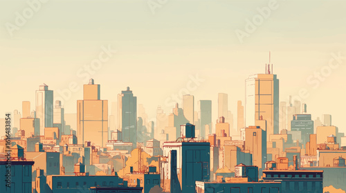 Skyscrapers cityscape concept with warm tones urban landscape vektorr-18.eps