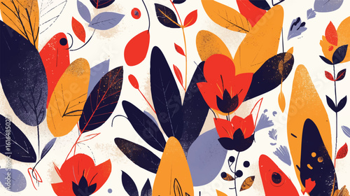 Colorful Autumnal Foliage Pattern A Vibrant Vector Illustration for Design Projects