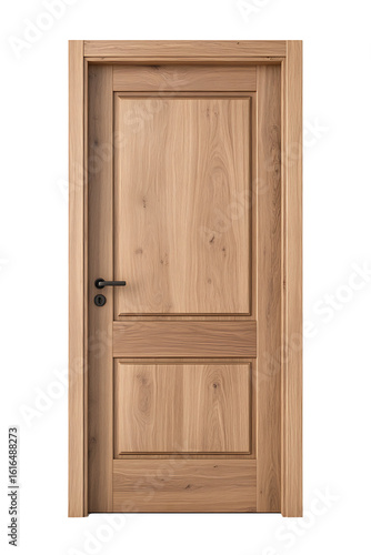 Elegant Wooden Door  A beautiful  two-panel door showcasing natural wood grain and a sleek handle. A perfect blend of traditional design and modern simplicity.