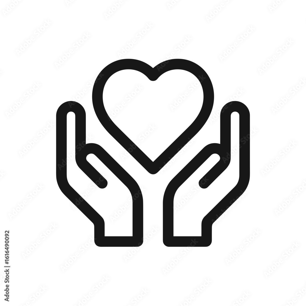 Two hands holding a heart icon symbolizing care, support or love. Vector graphic.
Two hands holding a heart icon symbolizing care, support or love. Vector graphic.