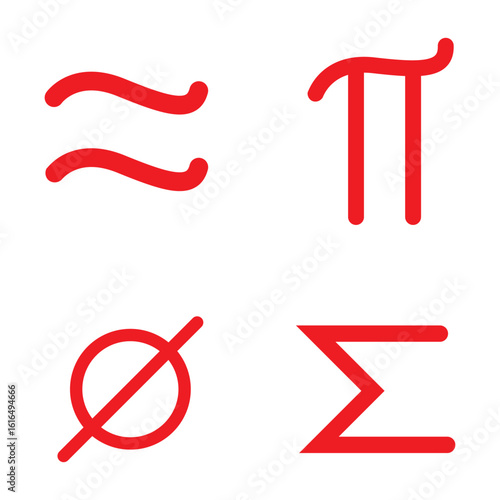 Mathematical symbols vector set, algebra and calculus signs, arithmetic operators, geometry notation, Greek letters, scientific equation symbols, physics formulas, math notation, education icons