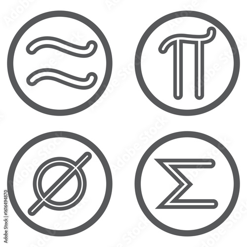 Set of black math symbol background for education and business