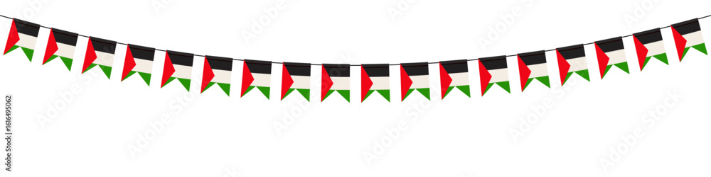 Fototapeta premium Palestinian swallowtail flag bunting, geometric garland for cultural festivals, educational exhibits, or event backdrops. Vector illustration.