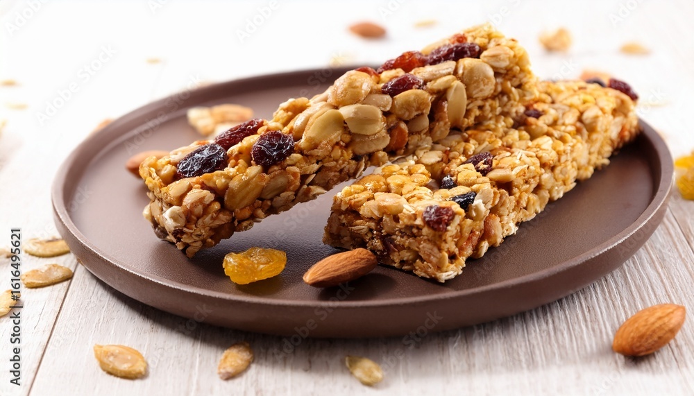 granola bar with nuts and raisins granola bar with nuts and raisins