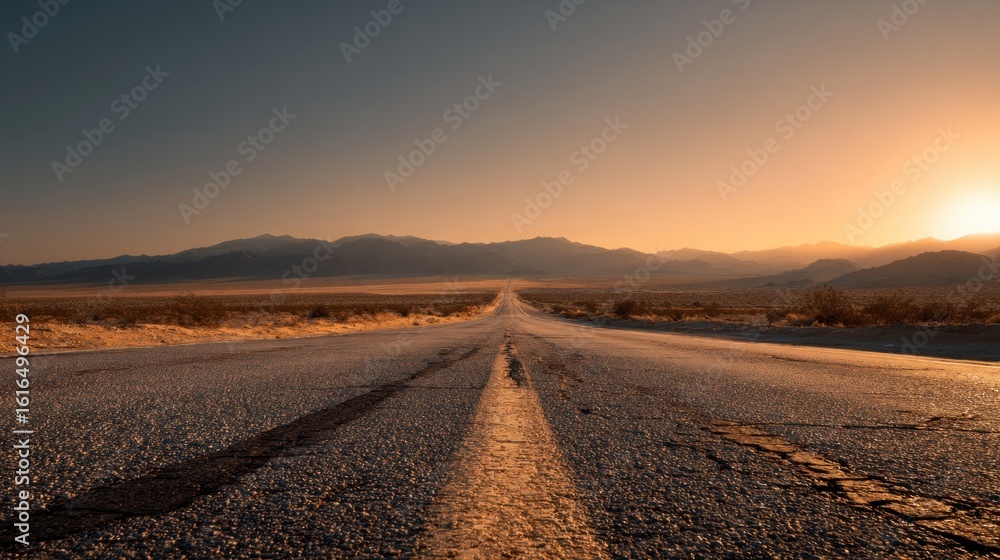 Fototapeta premium Empty desert highway at sunrise