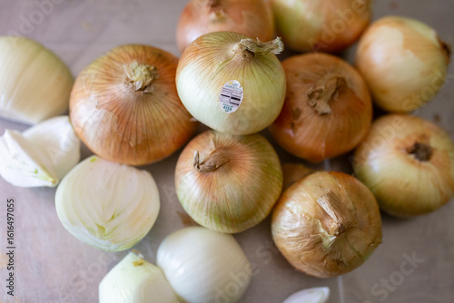 onions on a table