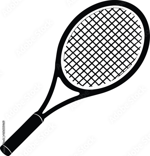 Tennis racket icon, minimal sports gear, outline equipment vector, single stroke drawing, modern line illustration