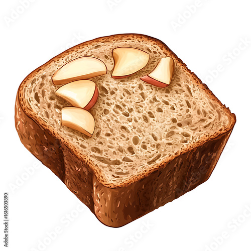 Slice of Whole Grain Bread Topped with Butter Pieces