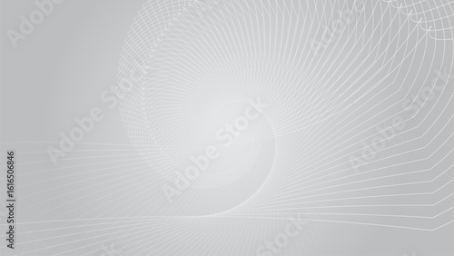 Minimalist abstract background with light gray and white radial gradient and soft wave lines flowing inward from edges creating a calm and elegant visual texture