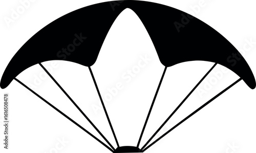 Black and White Minimal Silhouette of Parachute Icon