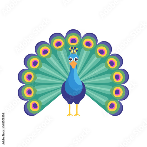 Colorful Peacock Icon Isola...