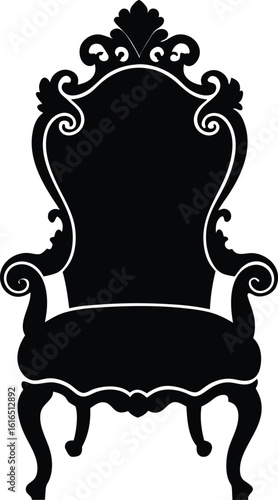 Classic vintage throne black silhouette with intricate detailing