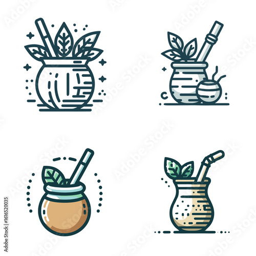 Yerba mate with straw in various designs and styles  