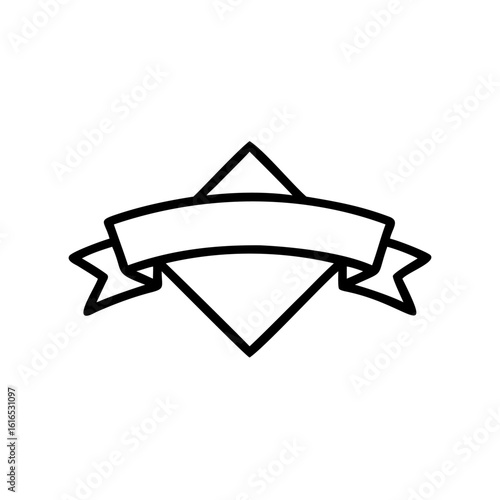 Outline diamond ribbon banner with soft folds award vintage