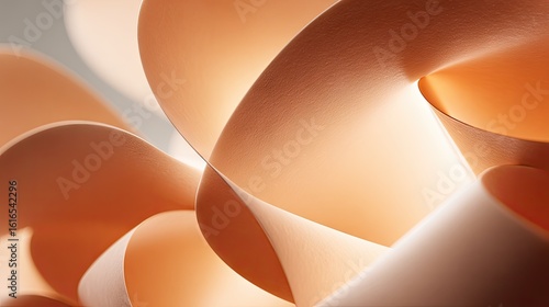 Abstract swirls of peach-toned paper