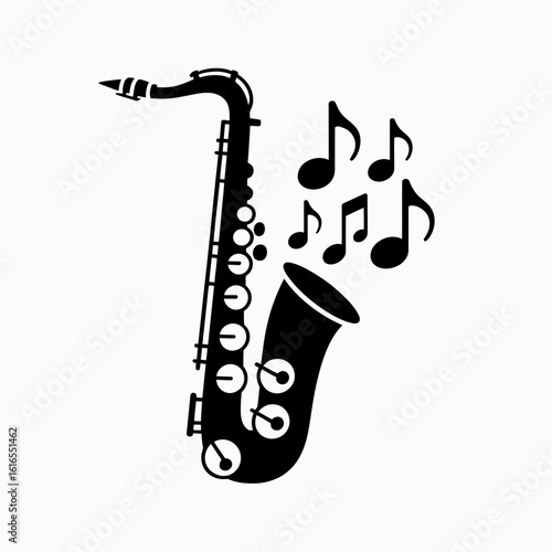 saxophone, music, icon, vector, instrument, notes, jazz, melody, sound, musical, brass, performance, concert, wind, harmony, tune, rhythm, silhouette, black, melodyicon, orchestra, band, classical, ho
