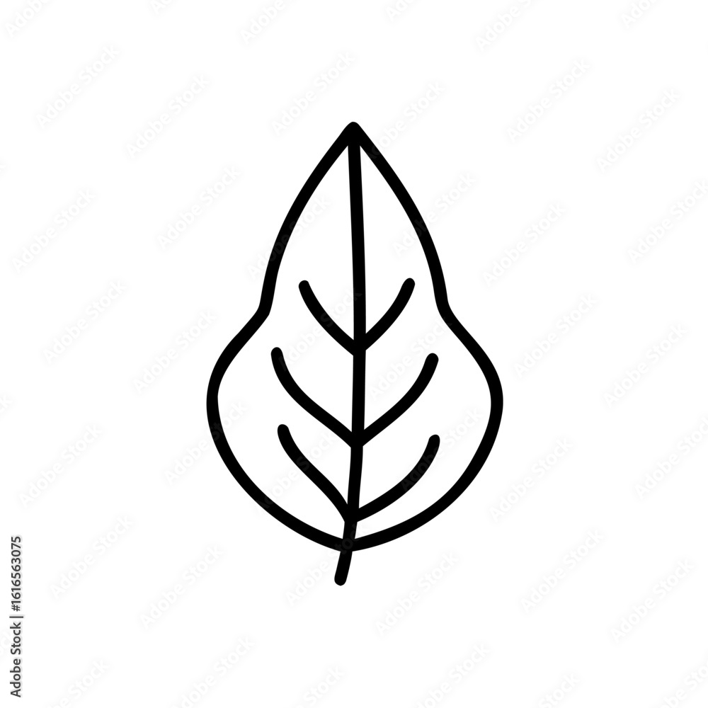 Outline basil leaf icon on simple graphic herb green Outline basil leaf icon on simple graphic herb green