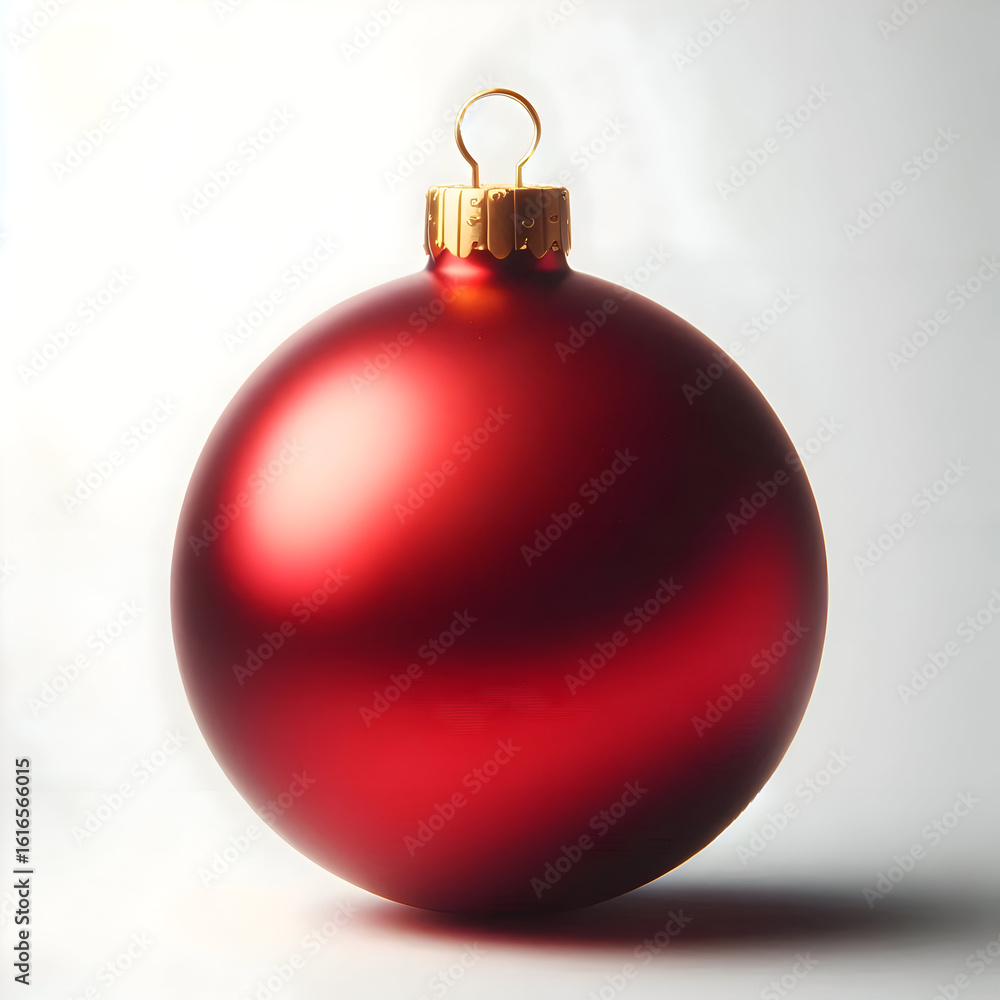Classic red Christmas ornament ball, shiny surface with soft reflection, gold cap and hook on top, perfectly centered on white background – ideal for decoration elements and printable cutouts Classic red Christmas ornament ball, shiny surface with soft reflection, gold cap and hook on top, perfectly centered on white background – ideal for decoration elements and printable cutouts