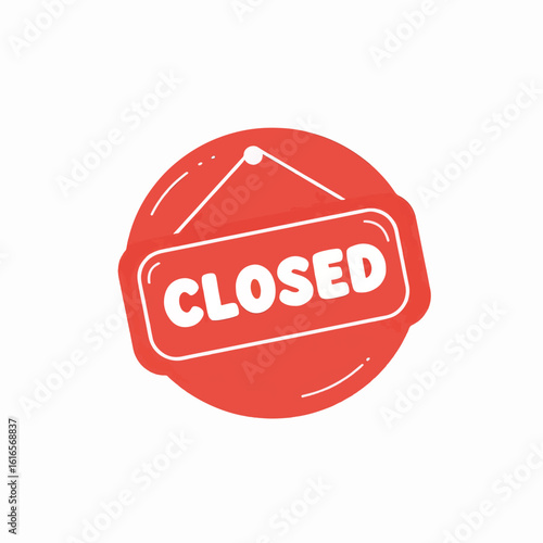 Closed sign with hanging mechanism in red circular design  