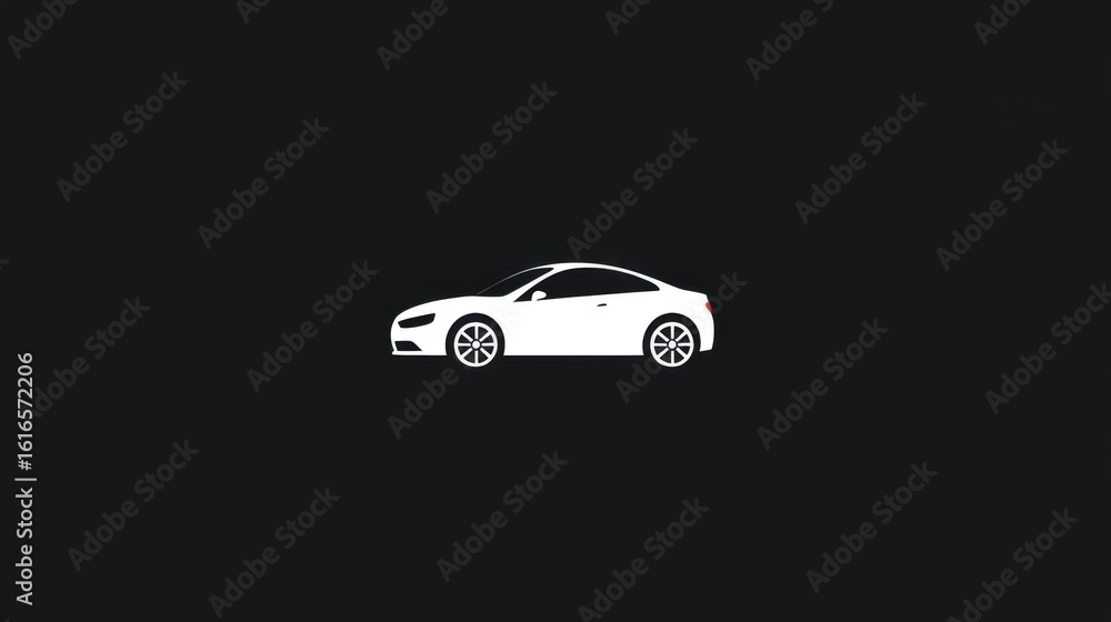 Fototapeta premium A sleek, minimalist outline of a car set against a dark background, creating a powerful visual statement about modern automotive design and elegance.