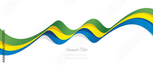 Tableau sur toile New abstract Gabon wavy flag ribbon with shadows