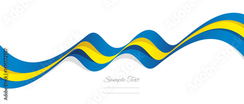New abstract Sweden wavy flag ribbon with shadows. Swedish ribbon vector illustration isolated on white background