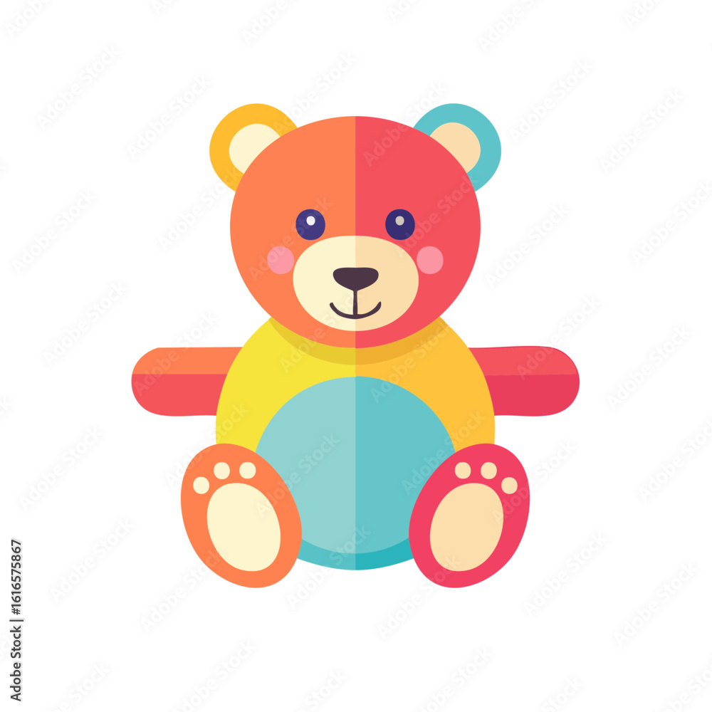 Obraz premium Colorful Stuffed Bear Toy Icon Isolated on a Transparent Background