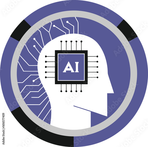 ai brain concept in purple and black clip art preview