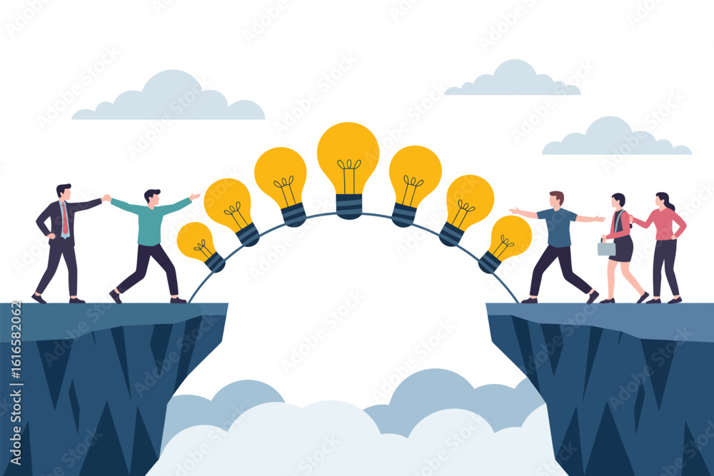 Fototapeta premium Bridging the Gap with Ideas Collaboration Innovation and Problem Solving(2)