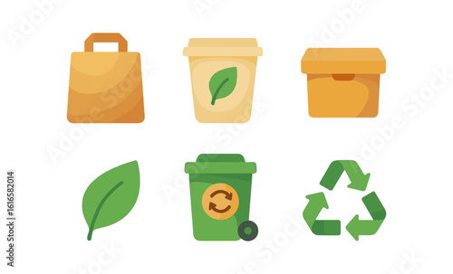 Eco-friendly symbols for sustainable living and recycling initiatives