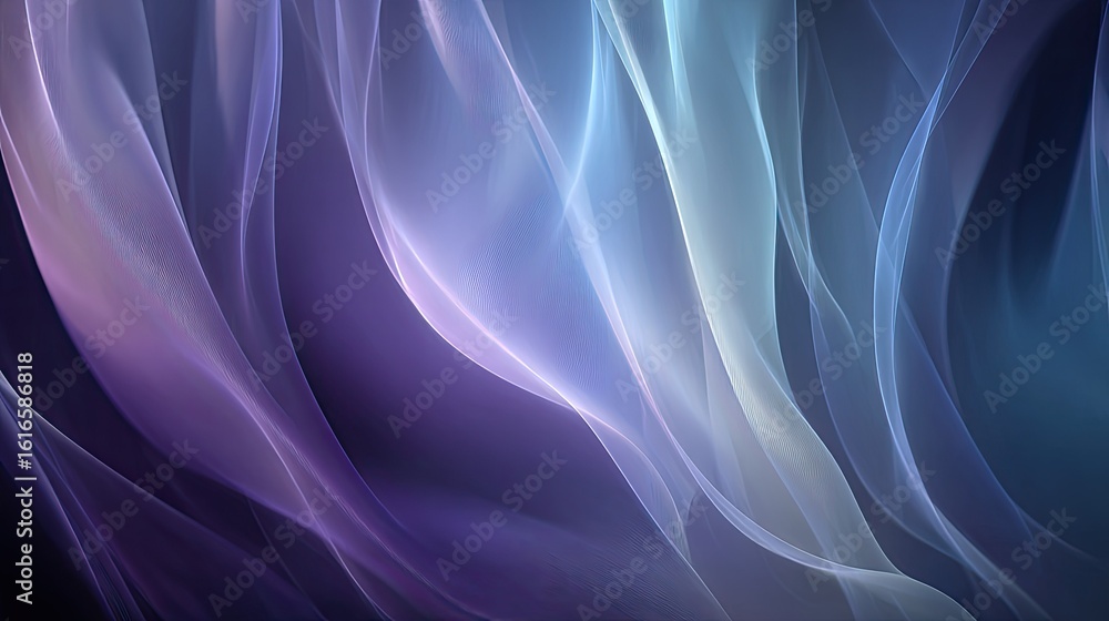 Obraz premium Abstract flowing shapes in soft purple, blue, and light tones