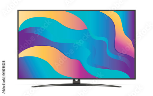Smart tv with color gradient wallpaper screen isolated on white background