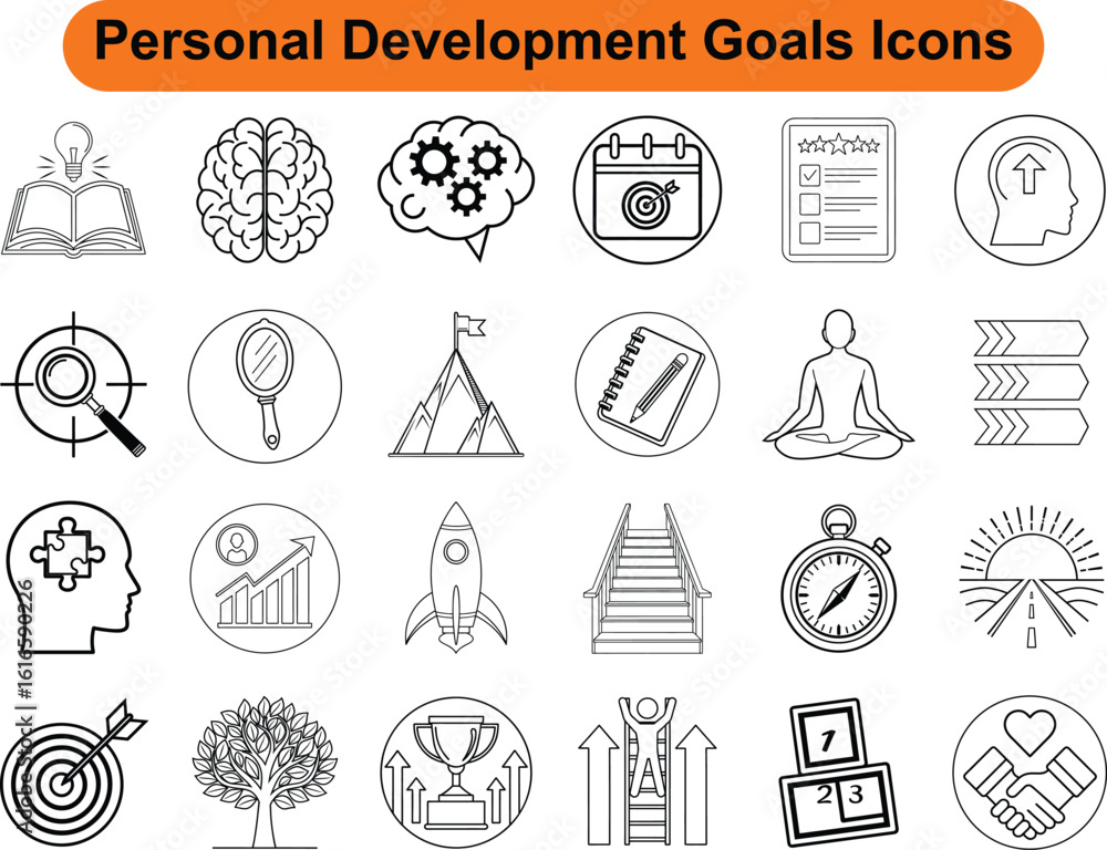 Fototapeta premium Personal growth and achievement icons personal development goals