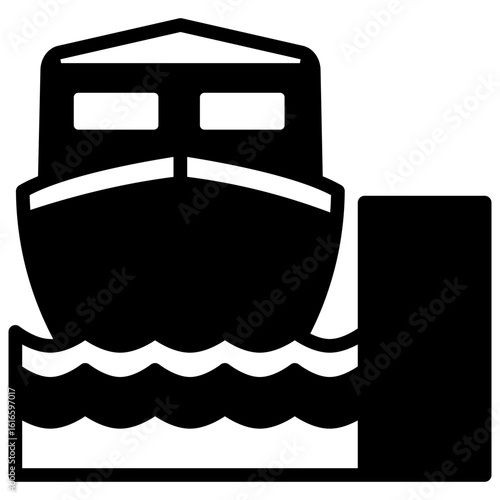 Port Side glyph, black icon, mini illustration for ocean, marine, sea and nautical UI, UX kit, app and web development, digital or print