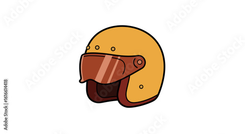 Classic retro motorcycle helmet with visor in cartoon style