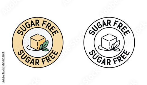 Sugar Free Label Designs Showcasing Healthy Food Choices and Sweetener Alternatives for Health