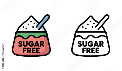 Sugar Free Vector Icons Sweetener Substitutes and Alternatives for Dietary Restrictions and Healthier Lifestyle Choices