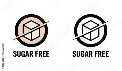 Sugar Free Icons with a Cube and a Line in a Circle Design Variant