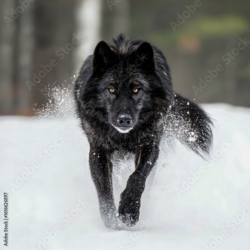 black dog in snow
