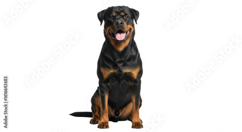 Foto Isolated Rottweiler Dog Sitting