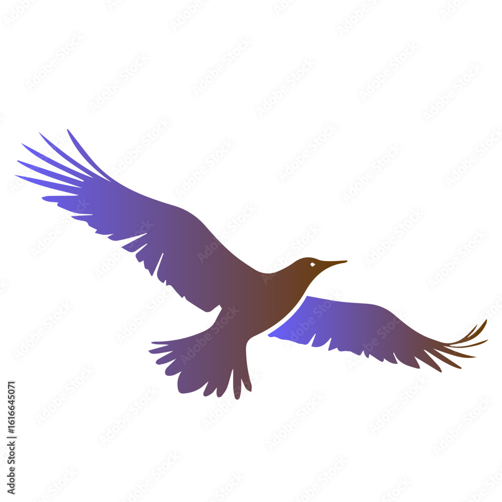 Obraz premium Vector postcard templates for nature lovers, Bird silhouette flying on transparent background with gradient colors and copy space