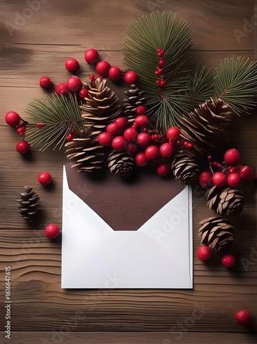 christmas letter on wooden table