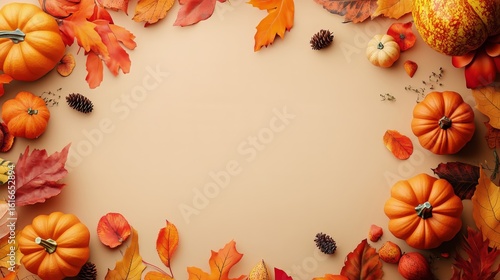 Vibrant Autumn Foliage and Pumpkins Create a Seasonal Display for Harvest Cel...