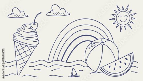 stylized tranquil night landscape with moon and tree vector illustration design 