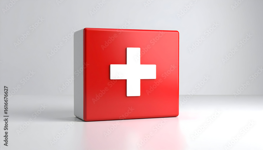Obraz premium Red first aid kit 3 d illustration