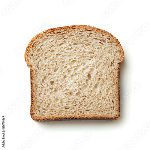 Slice of Whole Wheat Bread Isolated on White Background
