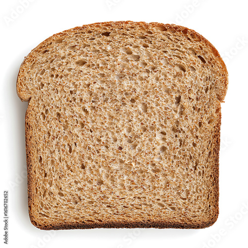 Slice of Whole Wheat Bread Isolated on White Background
