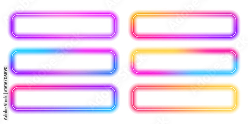 Square rectangular frame with two color neon motion graphics on isolated transparent background in PNG and vector format. Gradient aura, grain neon blob with noise effect PNG illustration. 